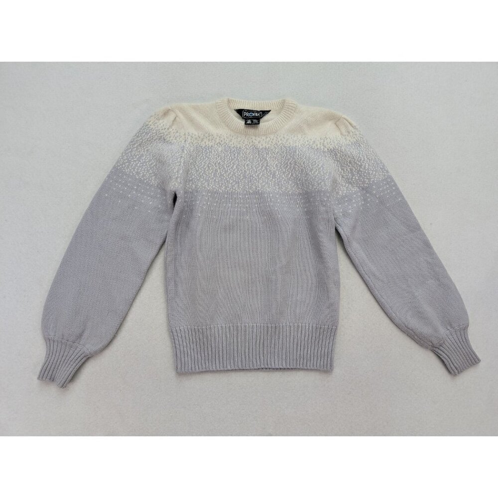 Vintage 80s 90s Women's Sweater Profile Wool Gray Size Small Fuzzy